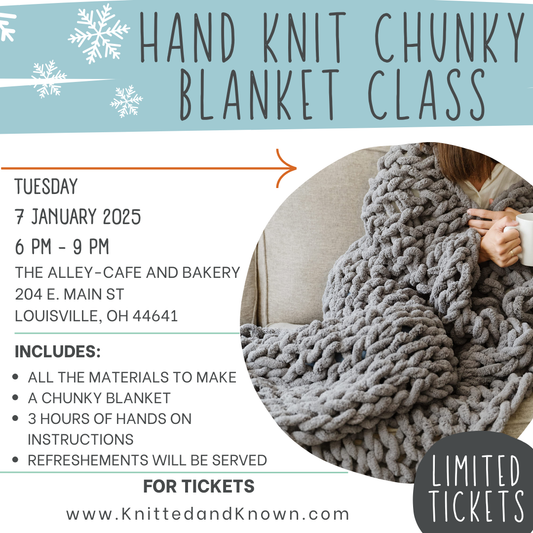 Hand Knitting Chunky Blanket Class - January 7th at The Alley Café and Bakery