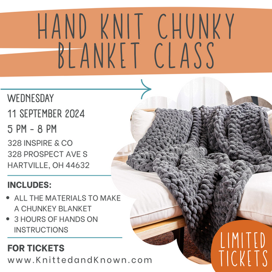 Hand Knitting Chunky Blanket Class - September 11th Thirty-Two 8 inspire & co