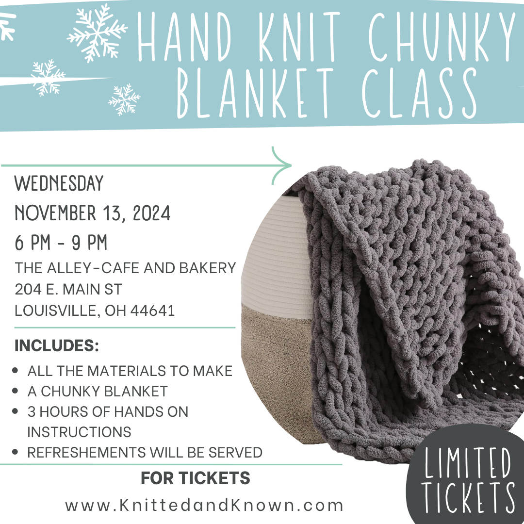 Hand Knitting Chunky Blanket Class - November 13 at The Alley Café and Bakery